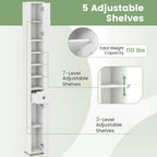 Gymax Tall Slim Bathroom Storage Cabinet Linen Tower w/ Drawer &