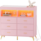 Dresser for Bedroom with 6 Drawers, Baby Changing Table Dresser with Changing Pad