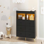 Dresser for Bedroom with 6 Drawers, Baby Changing Table Dresser with Changing Pad