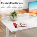White Computer Desk with Drawers, 55 Inches Modern Home Office Desk with Storage