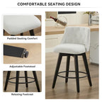Modern Swivel Linen Upholstery Bar Stools Set of 2, with Button Tufted Back and Solid Wood Frame