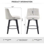 Modern Swivel Linen Upholstery Bar Stools Set of 2, with Button Tufted Back and Solid Wood Frame