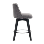 Modern Swivel Linen Upholstery Bar Stools Set of 2, with Button Tufted Back and Solid Wood Frame