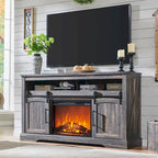 Farmhouse Fireplace TV Stand, Entertainment Center w/ Arched Door