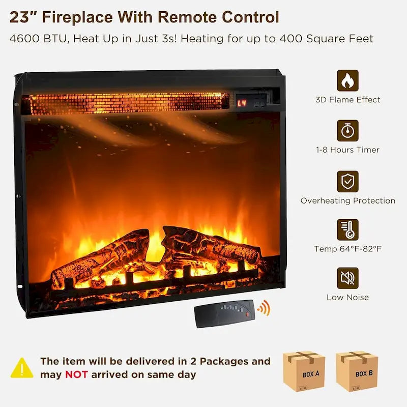 Farmhouse Fireplace TV Stand, Entertainment Center w/ Arched Door