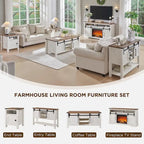 Farmhouse Fireplace TV Stand, Entertainment Center w/ Arched Door