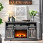 Farmhouse Fireplace TV Stand, Entertainment Center w/ Arched Door