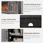 Farmhouse Fireplace TV Stand, Entertainment Center w/ Arched Door