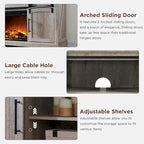 Farmhouse Fireplace TV Stand, Entertainment Center w/ Arched Door