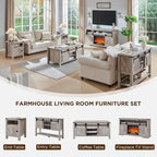 Farmhouse Fireplace TV Stand, Entertainment Center w/ Arched Door