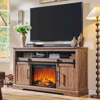 Farmhouse Fireplace TV Stand, Entertainment Center w/ Arched Door
