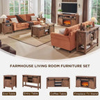 Farmhouse Fireplace TV Stand, Entertainment Center w/ Arched Door