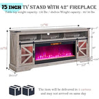 Farmhouse Fireplace TV Stand for 80 TV, Rustic Entertainment Center