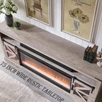 Farmhouse Fireplace TV Stand for 80 TV, Rustic Entertainment Center