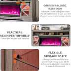 Farmhouse Fireplace TV Stand for 80 TV, Rustic Entertainment Center