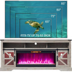 Farmhouse Fireplace TV Stand for 80 TV, Rustic Entertainment Center