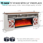 Farmhouse Fireplace TV Stand for 80 TV, Rustic Entertainment Center