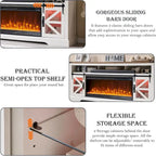 Farmhouse Fireplace TV Stand for 80 TV, Rustic Entertainment Center