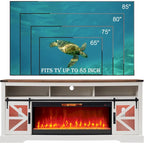 Farmhouse Fireplace TV Stand for 80 TV, Rustic Entertainment Center