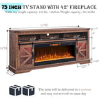 Farmhouse Fireplace TV Stand for 80 TV, Rustic Entertainment Center