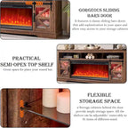 Farmhouse Fireplace TV Stand for 80 TV, Rustic Entertainment Center