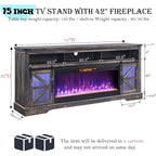 Farmhouse Fireplace TV Stand for 80 TV, Rustic Entertainment Center