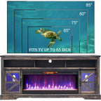 Farmhouse Fireplace TV Stand for 80 TV, Rustic Entertainment Center