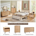 Mid Century Modern 6 Drawers Dresser, Wood Fluted Chest of Drawers