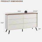 Mid Century Modern 6 Drawers Dresser, Wood Fluted Chest of Drawers