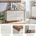 Mid Century Modern 6 Drawers Dresser, Wood Fluted Chest of Drawers