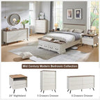 Mid Century Modern 6 Drawers Dresser, Wood Fluted Chest of Drawers