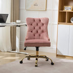 A&A Gray Velvet Tufted Home Office Chair with Golden Metal Base - Adjustable Swivel Desk Chair