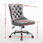 A&A Gray Velvet Tufted Home Office Chair with Golden Metal Base - Adjustable Swivel Desk Chair