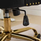 A&A Gray Velvet Tufted Home Office Chair with Golden Metal Base - Adjustable Swivel Desk Chair