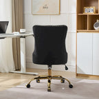 A&A Gray Velvet Tufted Home Office Chair with Golden Metal Base - Adjustable Swivel Desk Chair