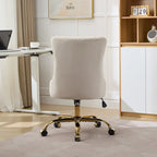 A&A Gray Velvet Tufted Home Office Chair with Golden Metal Base - Adjustable Swivel Desk Chair