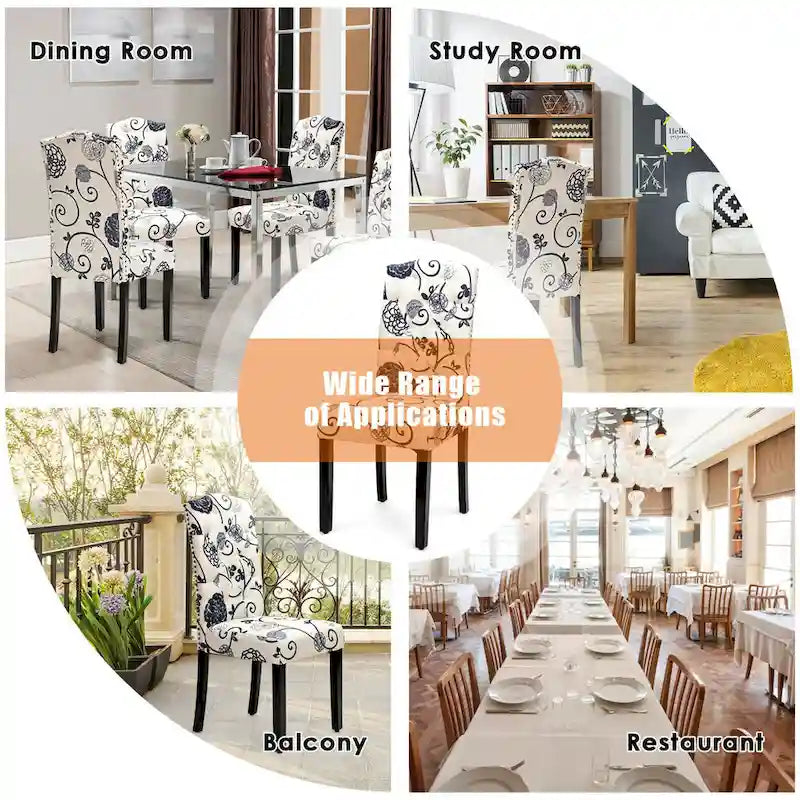 Gymax Set of 4 Tufted Dining Chair Upholstered Nailhead Trim Rubber - See Details