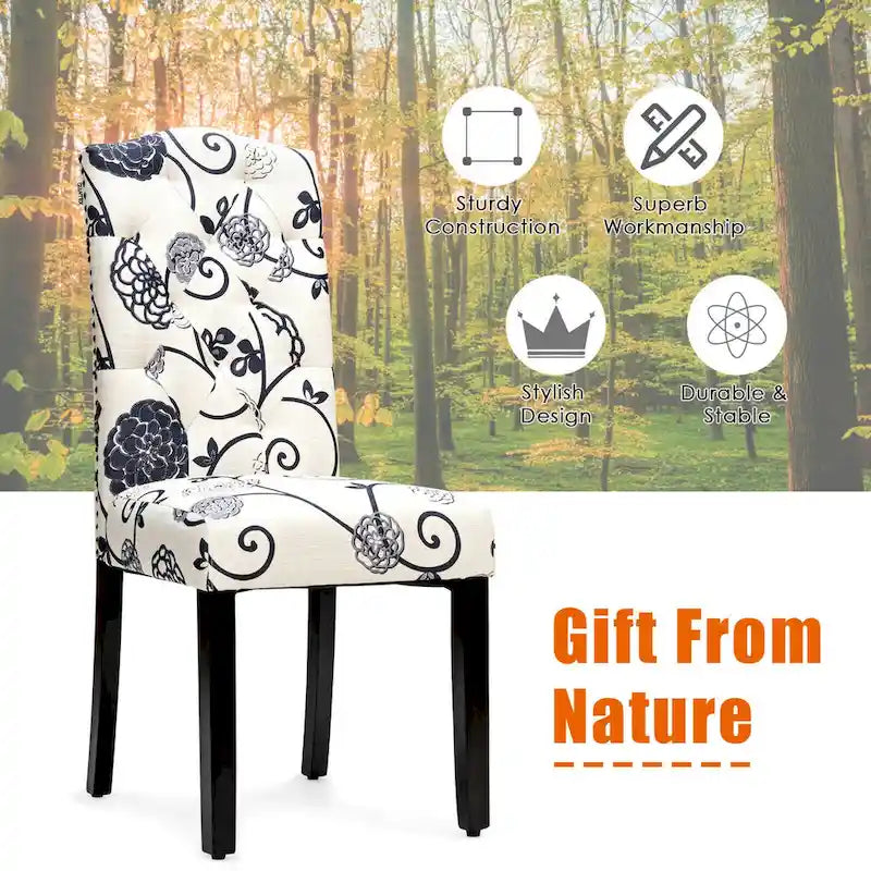 Gymax Set of 4 Tufted Dining Chair Upholstered Nailhead Trim Rubber - See Details