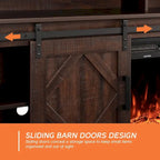 TV Stand for 65 70 Inch TV, Farmhouse Entertainment Center with 2 Sliding Barn Door,Rustic Brown - 59