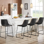 Classic Faux Leather 26 Inch Counter Height Bar Stools Set of 2 with Back and Metal Leg for Kitchen lsland
