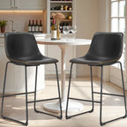 Classic Faux Leather 26 Inch Counter Height Bar Stools Set of 2 with Back and Metal Leg for Kitchen lsland