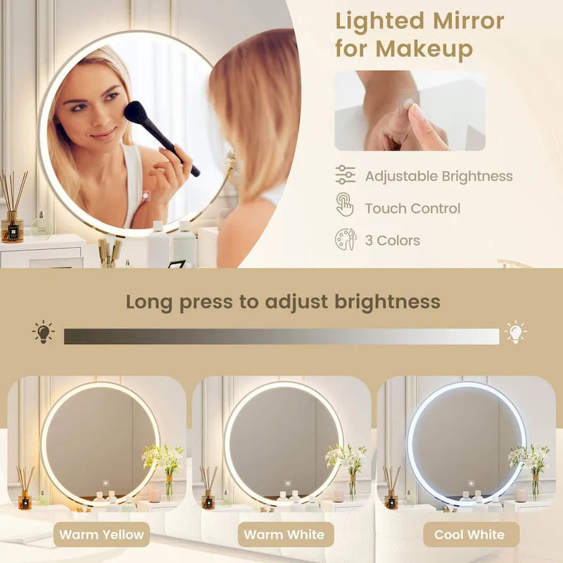 Costway Vanity Makeup Table Touch Screen 3 Lighting Modes Dressing - See Details