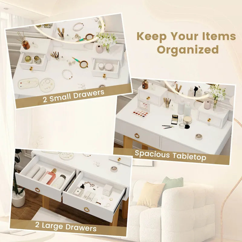 Costway Vanity Makeup Table Touch Screen 3 Lighting Modes Dressing - See Details