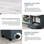 39.4 Foldable Solid Wood Dining Table with 4 Wheels and Drawer