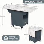 39.4 Foldable Solid Wood Dining Table with 4 Wheels and Drawer