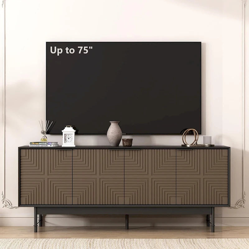 WESOME 64.45 Mid-Century TV Stand Entertainment Center with Doors