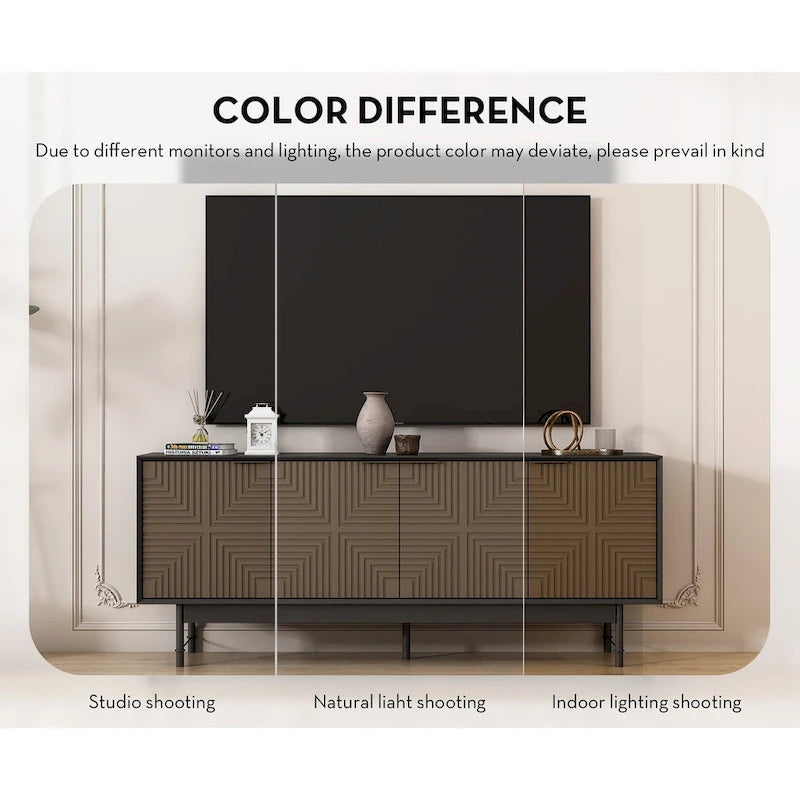 WESOME 64.45 Mid-Century TV Stand Entertainment Center with Doors