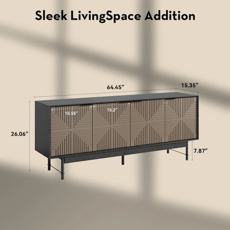 WESOME 64.45 Mid-Century TV Stand Entertainment Center with Doors