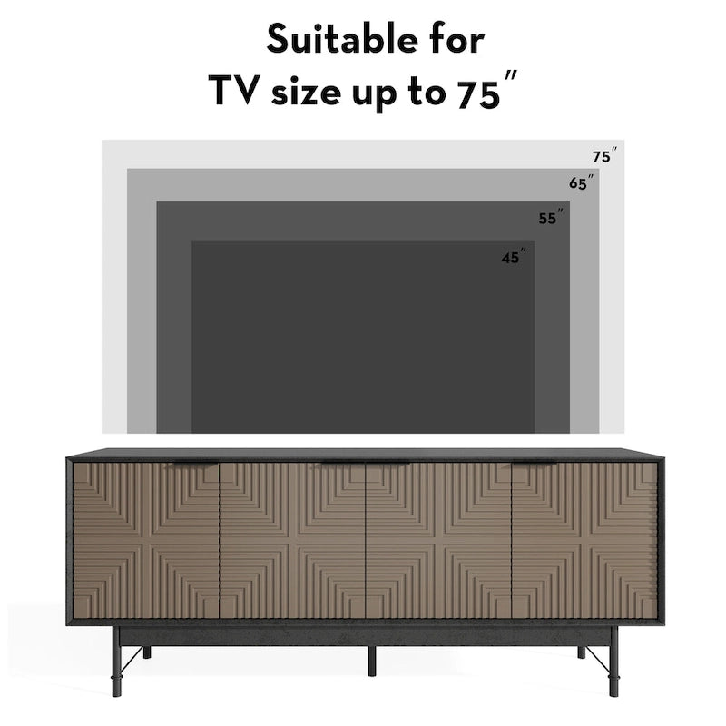 WESOME 64.45 Mid-Century TV Stand Entertainment Center with Doors