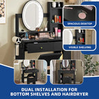 Moasis Makeup Vanity Set With Storage Ottoman and LED Lighted Mirror & Charge Station